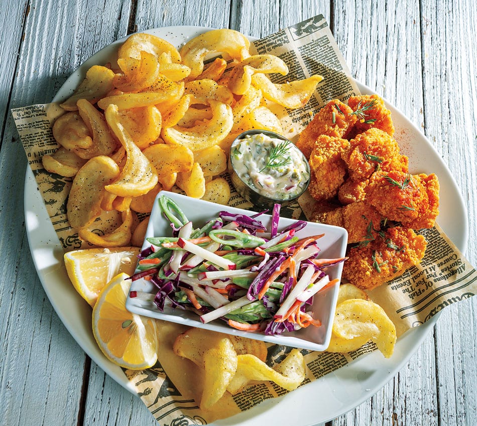 Buffalo-Spiced Fish & Twisted Chips